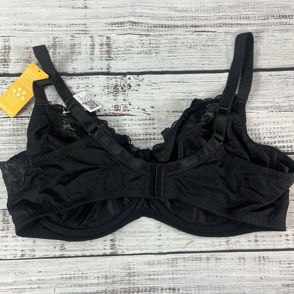 Wingslove Women's Lace No Pad Full Coverage Unlined Underwire Black Bra sz 44DDD - Picture 8 of 12